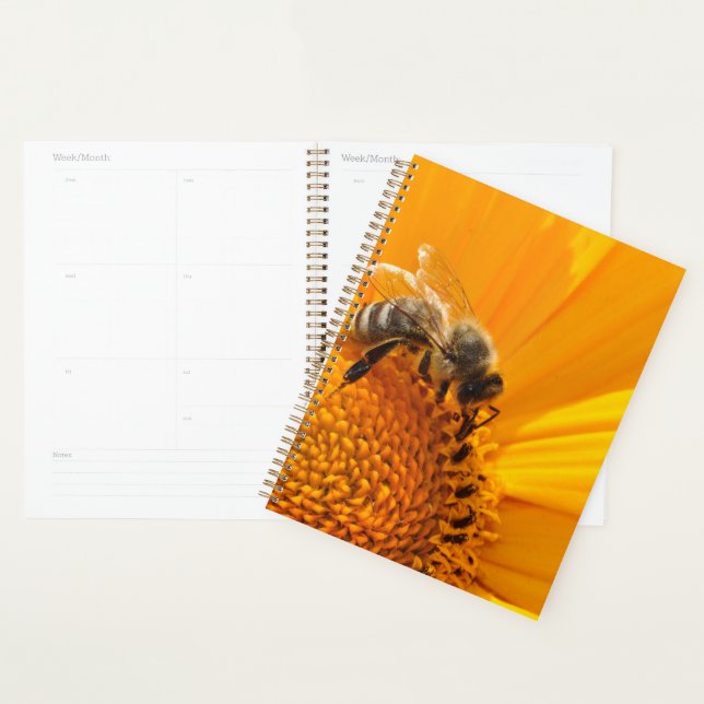 Agenda Flor Amarelo Brilhante E Abelha Mel (Exibição)