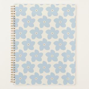 Agenda Flor Azul Claro e Creme Retro