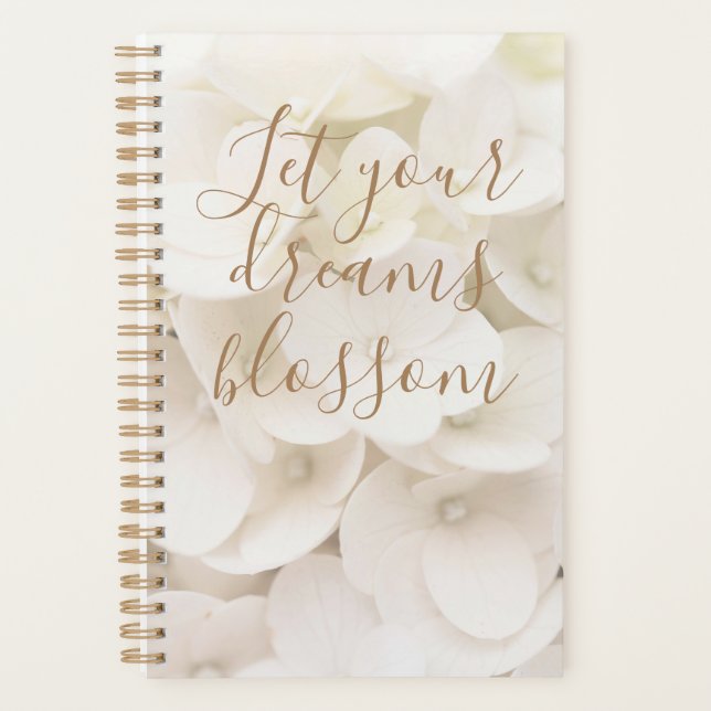 Agenda Flor Branca Blossomas Petais Planner Floral (Frente)