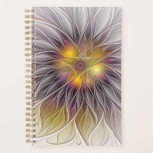 Agenda Flor Colorida Luminosa, Fractal Moderno Abstrato