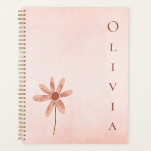 Agenda Flor Dainty Personalizada em Aquarela Rosa