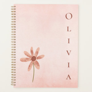 Agenda Flor Dainty Personalizada em Aquarela Rosa