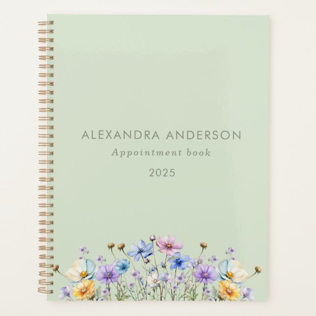 Agenda Flor de Aquarela Floral Mínimo (Frente)