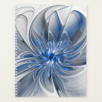 Flor de Arte Fracionada com Cinza Azul abstrato