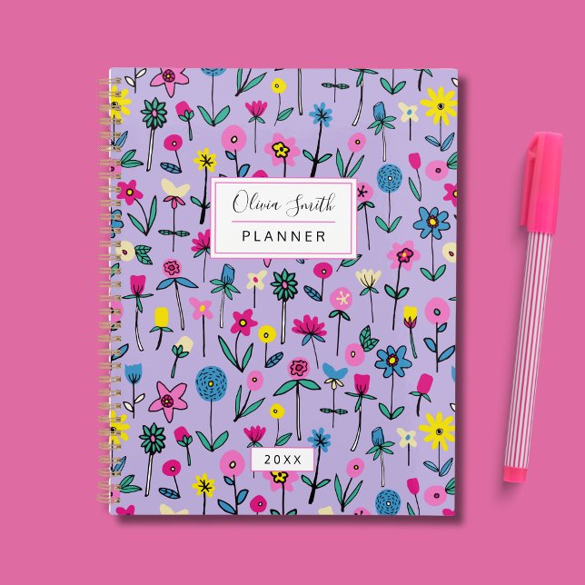 Agenda Flor de campo floral desenhada à mão (Wildflower hand drawn floral planner)