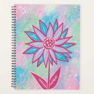 Agenda Flor de Pastel, desenhado à mão,