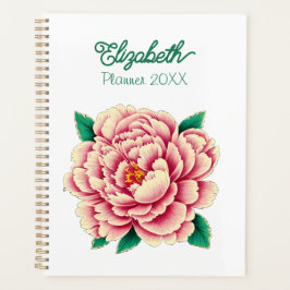 Agenda Flor de Peônia Rosa Vintage Branco
