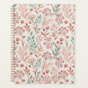 Agenda Flor, Floral e Folha de Cereja Rosa
