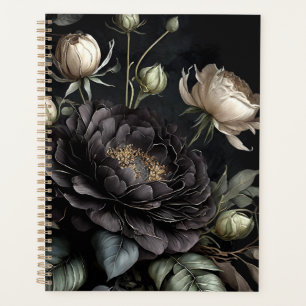 Agenda Flor Preto Rosa de Disposição Gótica