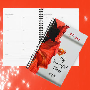 Agenda Flor Red Hibiscus Belos Planos Personalizáveis