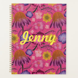 Agenda Flor Rosa Rosa Selvagem Personalizada
