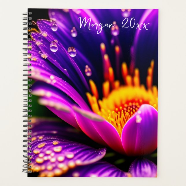 Agenda Flor Roxo com Largas Densas (Frente)