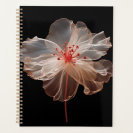 Agenda Flor translúcida elegante a preto