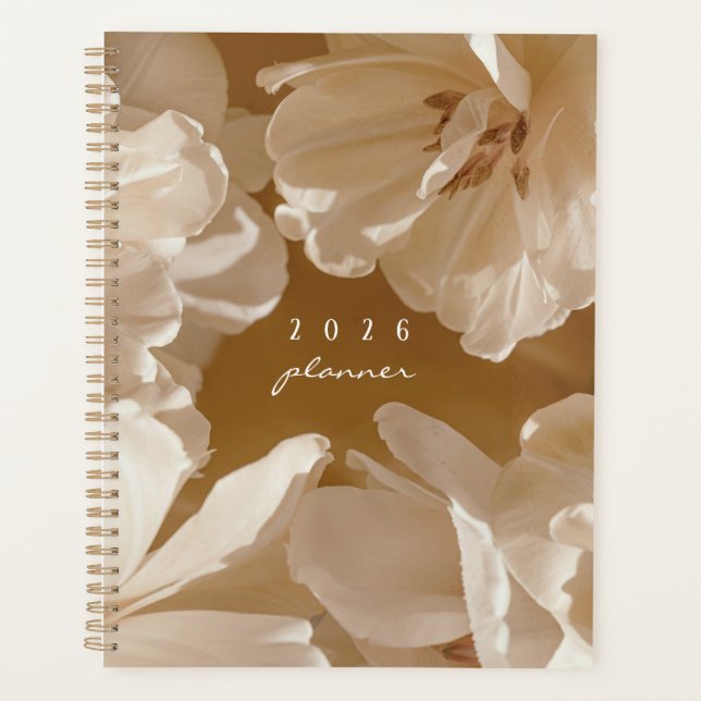 Agenda Florais bege / marrom sonhador (Frente)