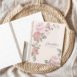 Agenda Florais de Pedra de Aquarela Rosa Elegante Persona