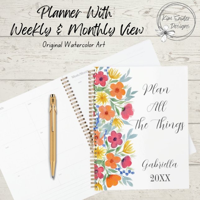 Agenda Florais personalizados de aquarela (Criador carregado)