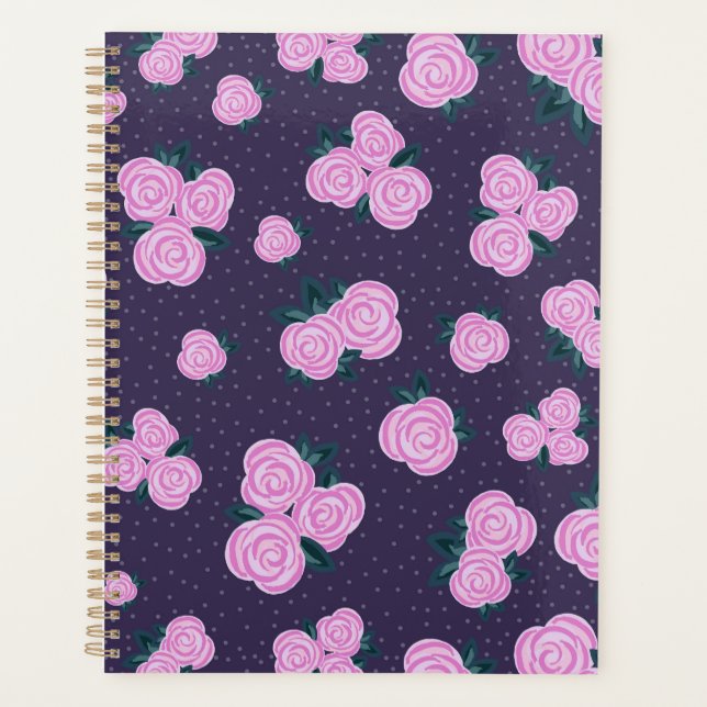 Agenda Florais vintage roxo escuro (Frente)