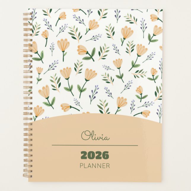 Agenda Floral Amarelo escandinavo (Frente)