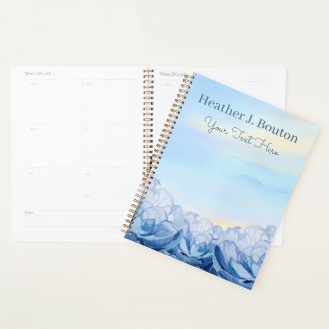 Agenda Floral Aquarela Azul (Exibição)
