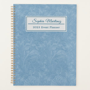 Agenda Floral Azul Pó Elegante   Personalizado