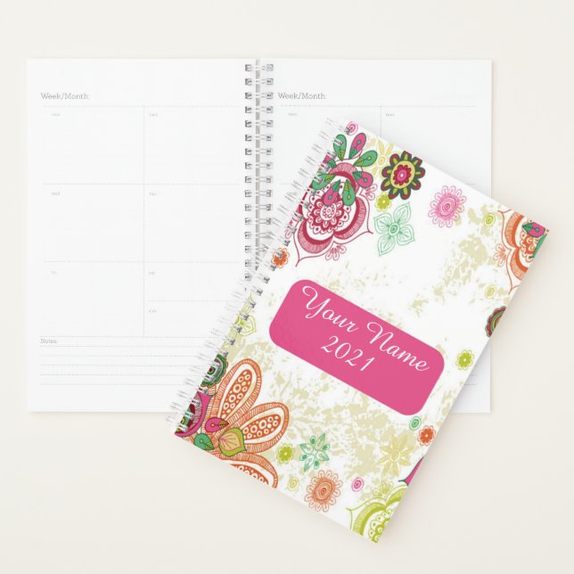 Agenda Floral boêmio personalizado (Exibição)