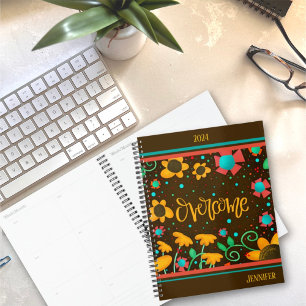 Agenda Floral Bonito Inspirador de Superação Personalizad