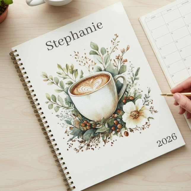 Agenda Floral Coffee Themed Personalized (Criador carregado)