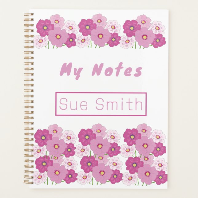 Agenda Floral Cor-de-rosa-branca (Frente)