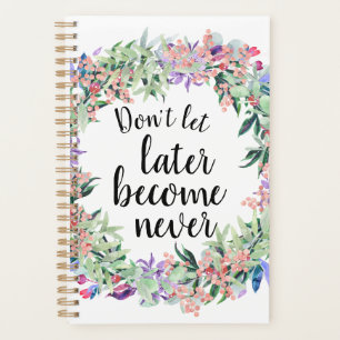 Agenda Floral de Aquarela de Cotação Motivada bonito