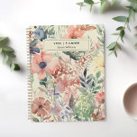 Agenda Floral de Aquarela Personalizado<br><div class="desc">Notebook de Planejador Personalizado Floral de Aquarela</div>