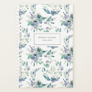 Agenda Floral de Cor de Água Azul