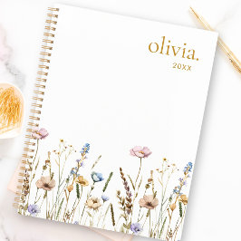 Agenda Floral de Nome Personalizado de Flores Selvagens