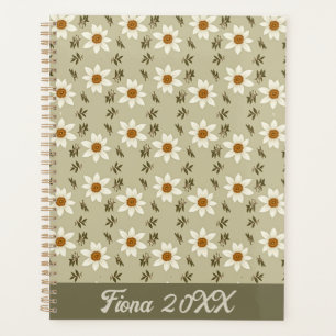 Agenda Floral Decorativo em Branco e bege