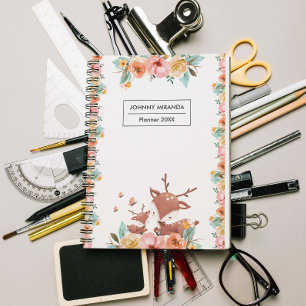 Agenda floral e folhas mês e semana
