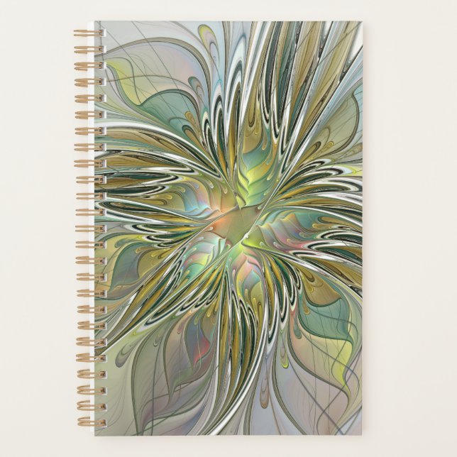 Agenda Floral Fantasy Moderna Arte Fractal Flor Com Doura (Frente)