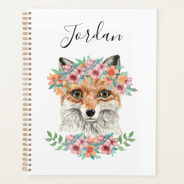 Agenda Floral Fox | Adicione seu nome (Frente)