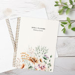Agenda Floral Moderno Simples de Flor Selvagem Personaliz<br><div class="desc">Notebook Simples de Flor Selvagem Floral Personalizado Planner</div>