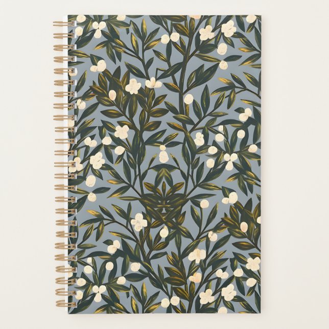 Agenda Floral pattern on  dusty blue-gray background (Frente)