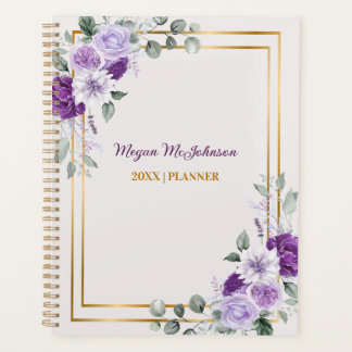 Agenda Floral Personalizado com Aguarela Lavanda