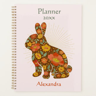 Agenda Floral Personalizado Da Glitter Dourada Bunny