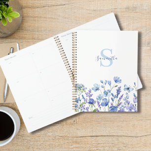 Agenda Floral Personalizado de Azul-Vidraça