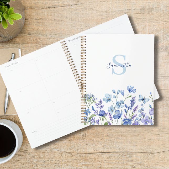 Agenda Floral Personalizado de Azul-Vidraça (Criador carregado)