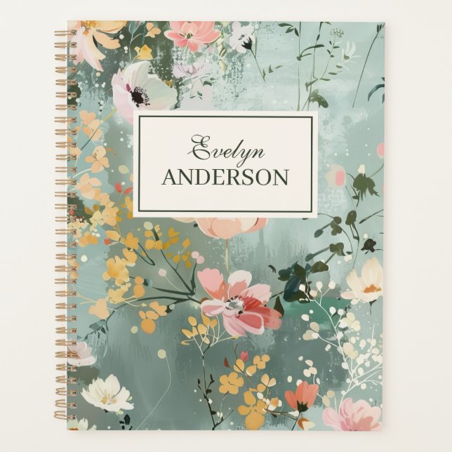 Agenda Floral Pintado Personalizado (Frente)