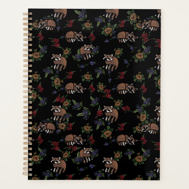 Agenda Floral Raccoons Cute Sleeping Raccoon Padrão (Frente)