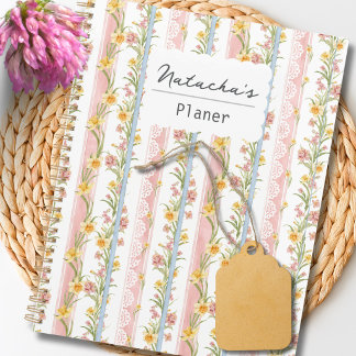 Agenda Floral romântico personalizado Tendência vintage s