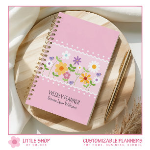 Agenda Floral Rosa Personalizável