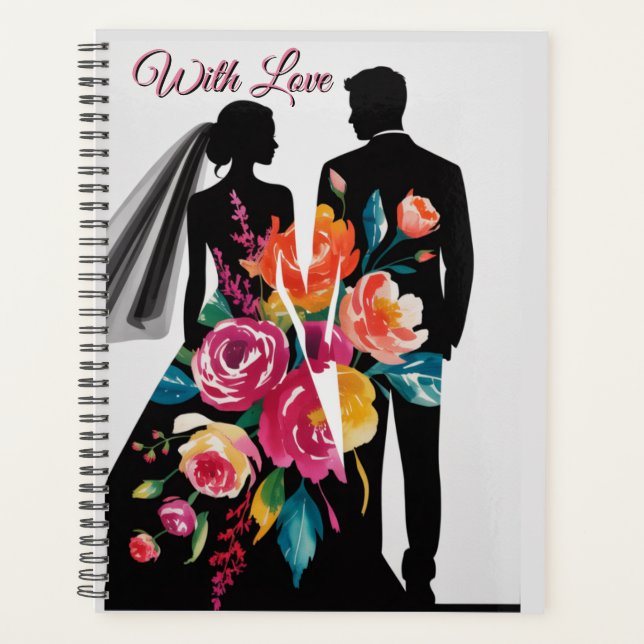 Agenda Floral Silhouette | Modern Bride & Groom Art (Frente)