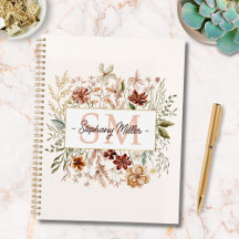 Floral Silvestre Outonal de Aquarela com Monograma