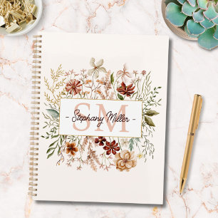 Agenda Floral Silvestre Outonal de Aquarela com Monograma