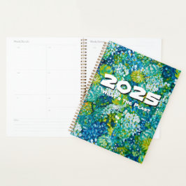Agenda Floral Verde e Azul Jubilante Personalizável 2025